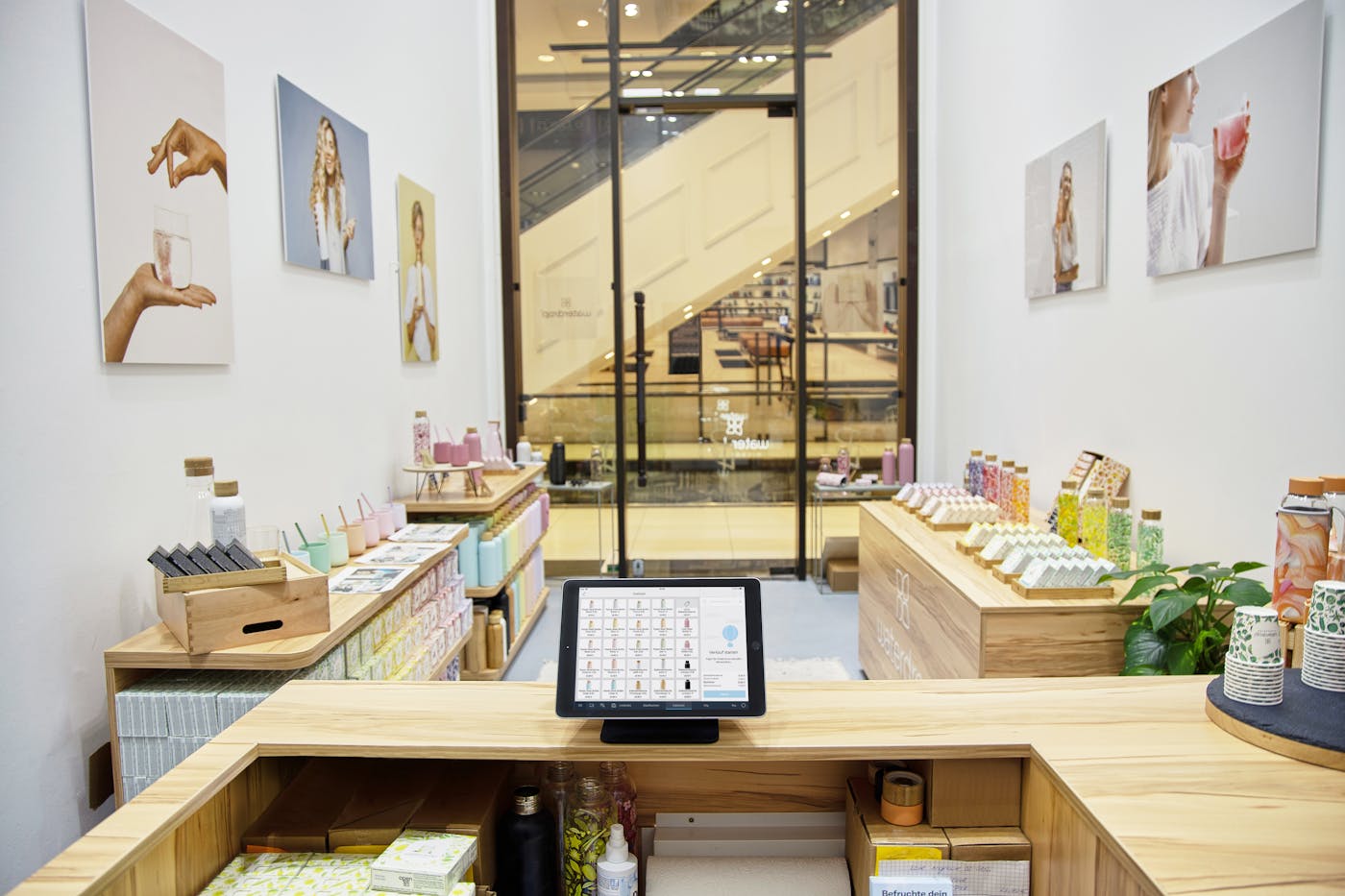 Retail store counter with a tablet display