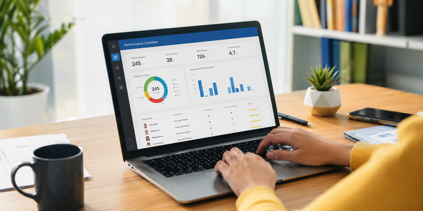 Business e-commerce portal interface on a laptop