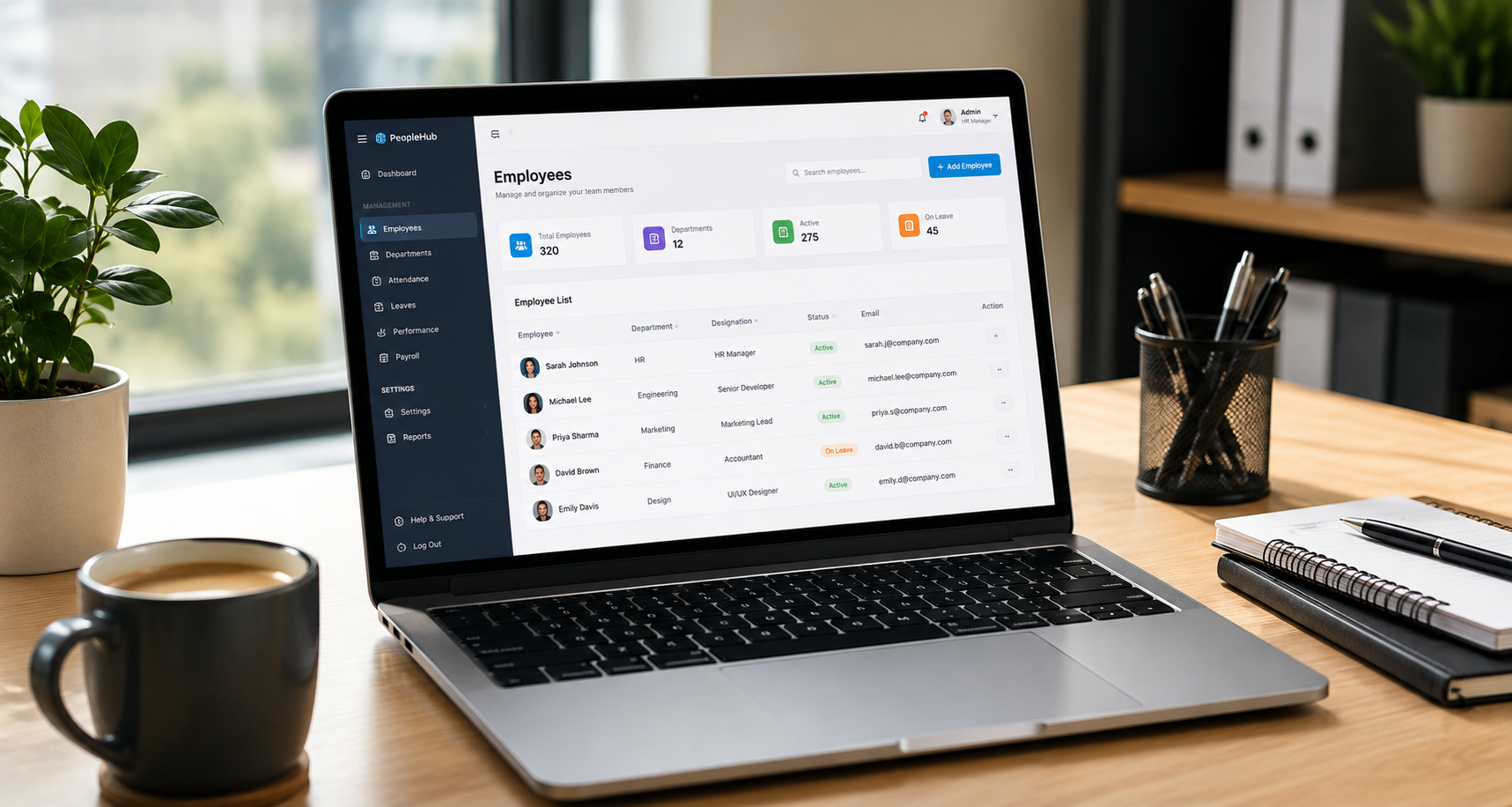 Hotel booking management dashboard on a laptop
